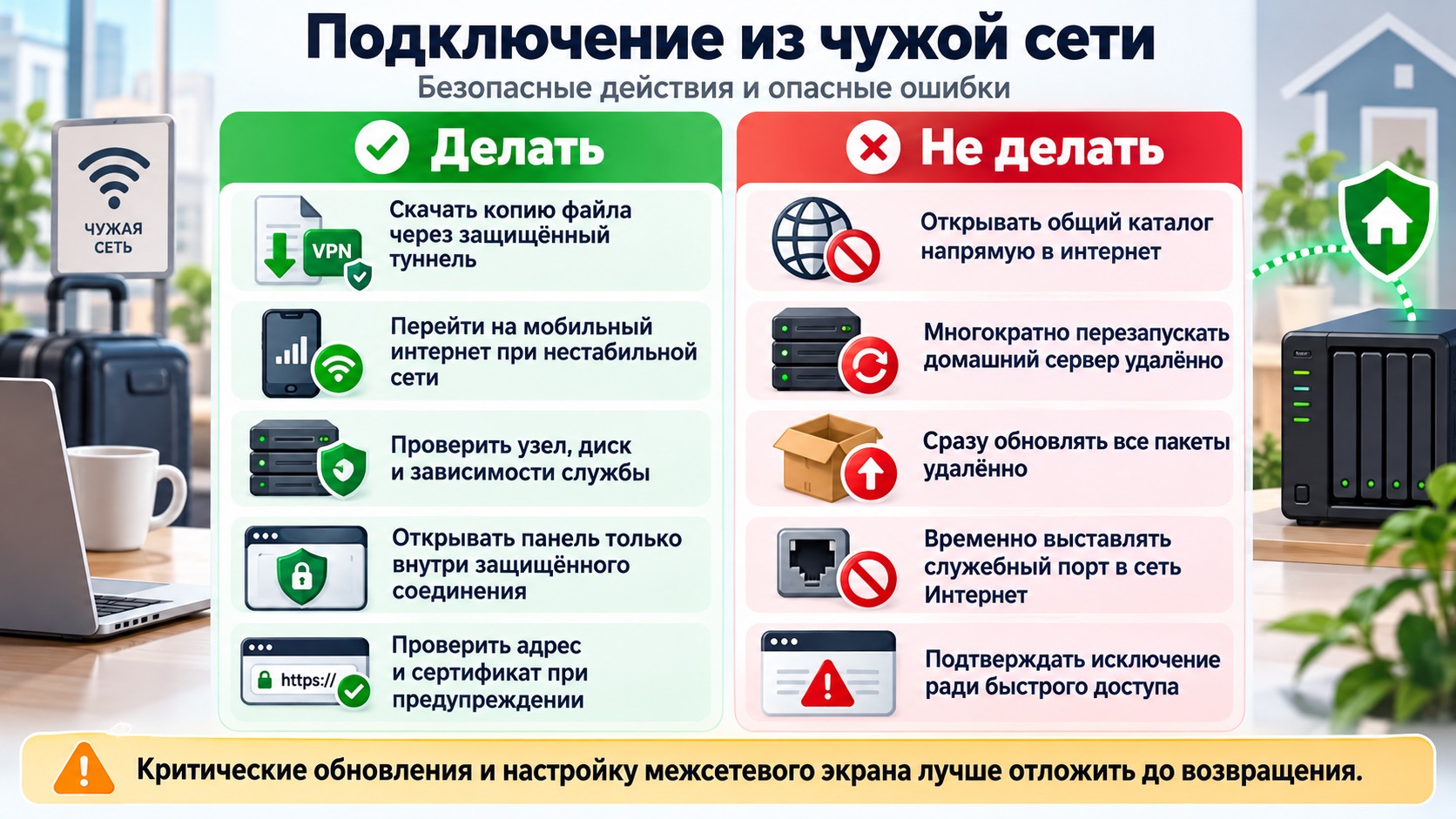 - Правила безопасного подключения к домашнему серверу через защищённую сеть.